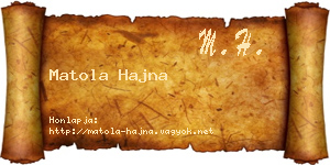 Matola Hajna névjegykártya